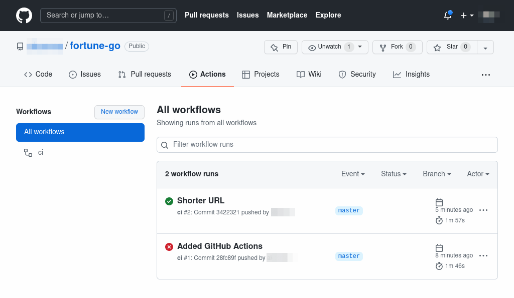 github actions runs